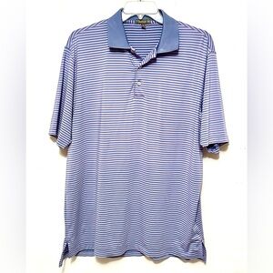 Peter Millar Polo Shirt Mens XL Purple Blue Stripes Golf Summer Comfort Collared
